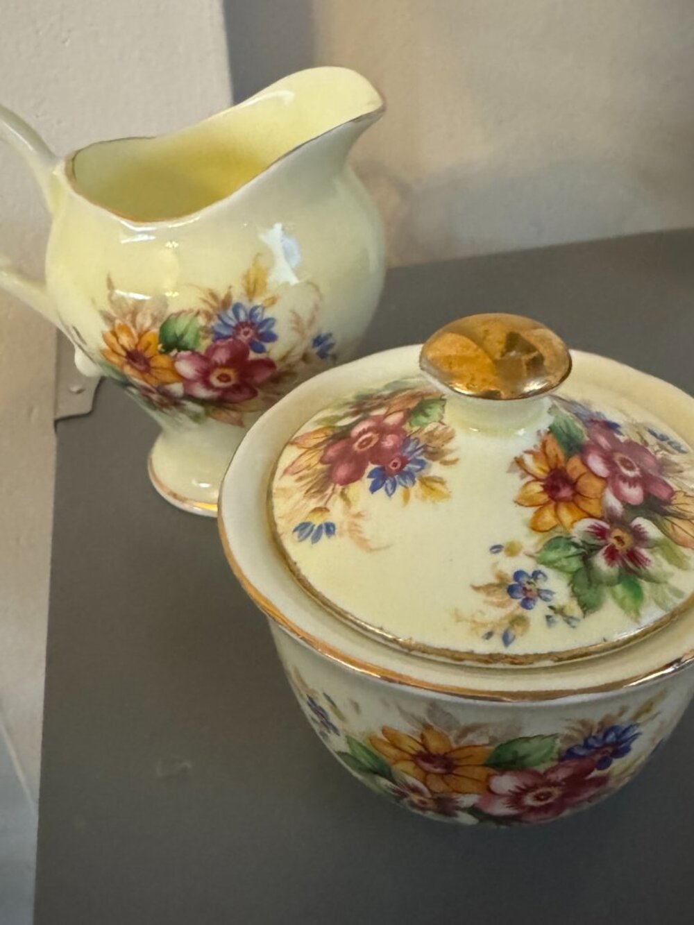 Vtg Royal Stuart Spencer Stevenson China Creamer Pitcher & Sugar Bowl England
